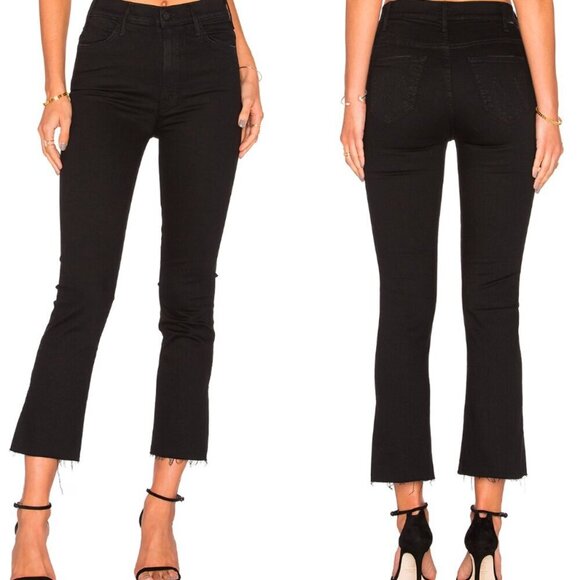 🦋 REVOLVE MOTHER The Hustler Ankle Fray Not Guilty Black Ankle Jeans 24 - Picture 1 of 8